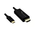 USB 3.1 Kabel Typ C Stecker auf HDMI, 4K2K@60Hz, HDCP, HDR, schwarz, Länge 2,00m, Polybag